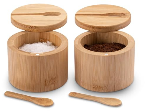YEENAIV 2 contenitori per sale da cucina, sale da cucina, contenitori per sale con coperchio e cucchiaio, ciotola per sali perfetta per conservare sale da tavola, sali gourmet, erbe o condimenti