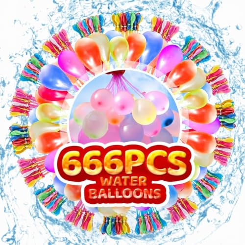666 Bombes à Eau, Ballons d’eau Auto-Fermants avec 4 Raccords | Remplissage rapide 60s. Auto-obturants, sans nœud. Pour piscine, plage, jeux d'été enfants/adultes.