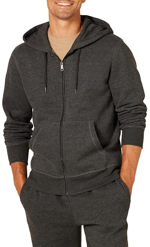 Amazon Essentials Men's Full-Zip Fleece Hoodie (Available in Big & Tall), Charcoal Heather, M