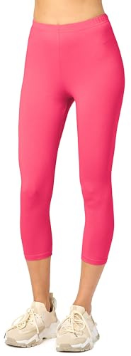 Merry Style Damen Leggings 3/4 aus Baumwolle mit Stretch – Leichte Capri Leggings Damen aus atmungsaktiver, elastischer Baumwolle, ideal für Yoga Sport Freizeit Reisen MS10-199 (Amaranth, L)