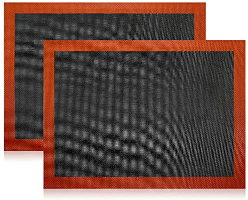 Silikon Backmatte, 2 Stück Antihafte Backunterlage Silikonmatte, Wiederverwendbar Rutschfestes Silikonmatte Baking Mat Dauerbackmatte ​für Macarons/Keks/Kuchen/Brot/Pizza Matte (40 x 30 cm) (Schwarz)
