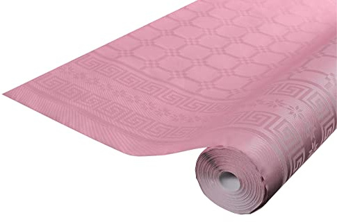 Pro Nappe - Ref R480686I - Mantel de papel damasco desechable en rollos 6 M de largo X 1,20 M de ancho - Color rosa empolvado - Papel damasco con un patrón universal chic y clásico - Caja de 12 rollos