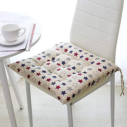 SRHMYJJ Square Chair Cushion with Ties,Set of 4,Retro Thick Seat Pads,Soft Desk Seat Pads Armchair Cushion for Kitchen Dining Garden Office,Washable