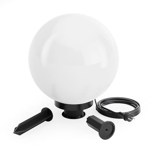 Wiltec Kugelleuchte Ø 30 cm mit Erdspieß, Gartenleuchte 40 W mit Kugellampe, Gartenbeleuchtung mit E-27 Fassung, IP44 Außenbeleuchtung Garten