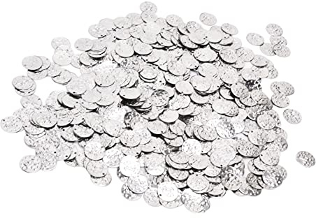 2 000 st stora lösa paljetter, stora runda magdansmynt 20 mm för hantverk, sömnad, magdans höft scarf omlottbälte, gör-det-själv konsthantverk (silver)