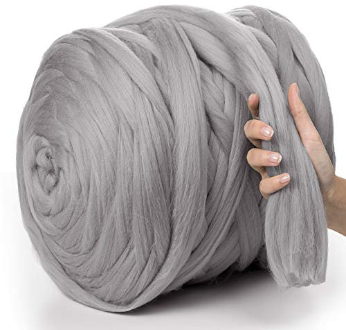 MeriWoolArt 100% Merinowolle, 4-5 cm Wollgarn für Nassfilzen und Nadelfilzen, Trockenfilz, DIY dicke Decke aus weicher Wolle, grob gestrickt