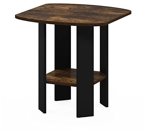 Furinno Diseño Simple Auxiliar, mesita de Noche, con cajón, Madera de ingeniería, Pino Ámbar/Negro, 50.8 (D) x 50.8 (W) x 49.8 (H) cm