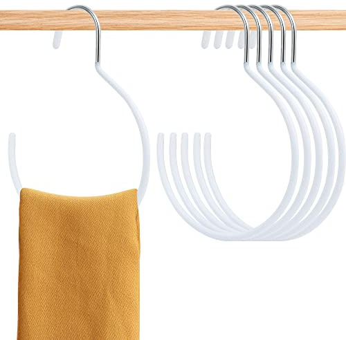 Aemygo Scarf Ring Hangers, 15 Pcs Non-Slip Belt Rack Tie Hanging Hooks Closet Accessories Scarf Organizer Storage Holders for Ties Scarves Belts Tank Tops Pashminas (White)