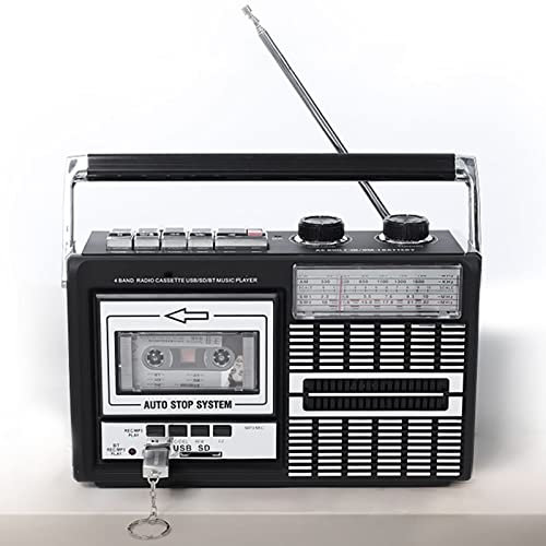 Radio Retro, Reproductor de Cassette Bluetooth, Radio y grabadora Retro, con Radio AM/FM/SW1/SW2, función de transcripción Compatible, Tarjeta SD/USB/TF/reproducción Blue