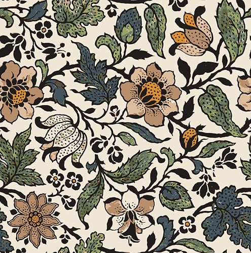 VaryPaper Papel Pintado Flores Vintage 44.5cmx200cm Papel Tapiz Beige Papel de Pared Decorativo Papel Autoadhesivo para Muebles Papel Pintado Infantil Niña Salon Vinilos para Armario Estanteria