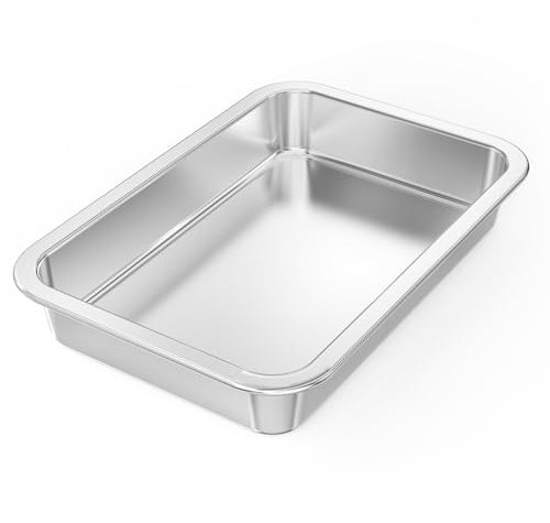 Onlyfire Backblech, Edelstahl Auflaufform Ofenblech Kuchenblech Backofenblech zum Backen Braten Servieren, Ofenschale Fettpfanne, Grillschale, 31,5x21,5x4,8cm, Leicht zu Reinigen & Spülmaschinenfest