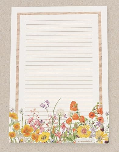 A4 Lovely Flowers anteckningsblock - Fler häftiga - 50 ark brevpapper - Blommig brevpapper