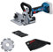 Bosch Professional 18V System Akku-Flachdübelfräse GFF 18V-22 (inkl. Scheibenfräser Ø 105 mm, Staubbeutel, Anklippscheibe, Zweilochmutterndreher, ohne Akku/Ladegerät)