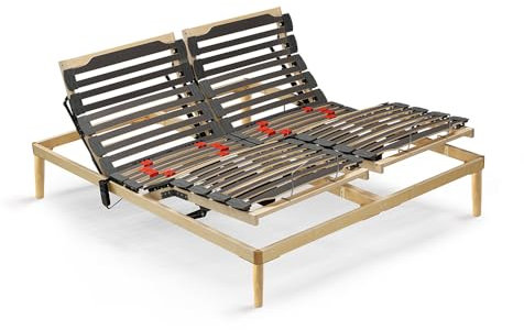 REDÒKASA Rete Venus Elettrica 26 doghe anti cigolio, 3 snodi, movimento motorizzato di testiera e pediera, sospensioni SEBS, |100% MADE IN ITALY - DETRAIBILE 19%| (Matrimoniale (160 x 190))