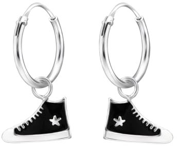 Monkimau Sneaker Kinder Creolen Ohrringe | 925 Silber | Mädchen Ohrstecker Schmuck | Hypoallergen & Nickelfrei | Kinderohrringe Geschenkidee