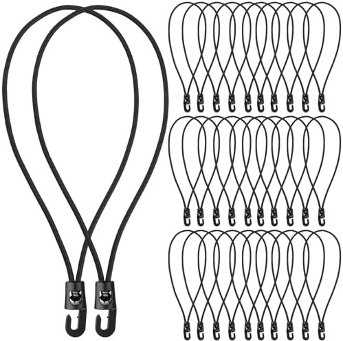 Vikcvcsc 30 Pièces Tendeurs Elastique avec Crochets, 25cm Tendeur Elastique,Tendeur de Bâche Multifonctionnel Corde Elastique, Noir Sangle Elastique avec Crochet pour Bache, Tentes de Camping, Bagages