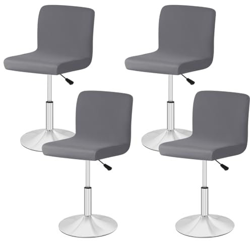 Piashow Juego de 4 fundas para sillas altas, fundas elásticas para sillas de comedor, fundas para taburetes de bar, extraíbles y lavables, para casa, cocina, hotel, restaurante (4 gris)
