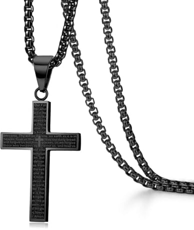 Riceel Collier Croix en Acier Inoxydable, Collier Croix Homme Chaine Pendentif Pendentif Classique Chaîne Réglable Bijoux pour Femme Homme