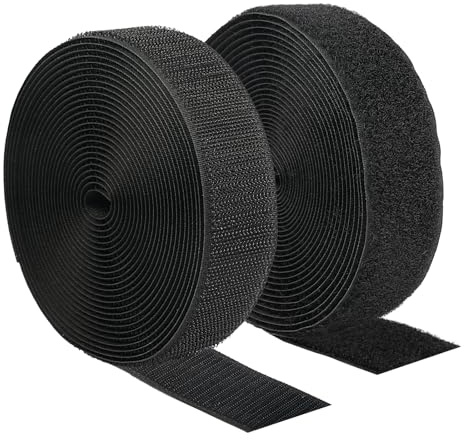 Hopton Set Di Nastro In Velcro Per Cucire, Chiusura In Velcro Riutilizzabile Extra Forte In Pile E Ganci Per Abbigliamento, Tessuti Per La Casa, 30 Mm X 5 M, Nero
