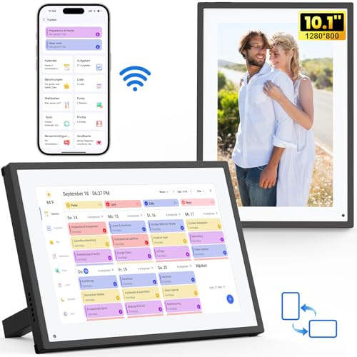10,1 Digitaler Kalender 2026 – Familienplaner, Essens- & Aufgabenplanung, Kinder-Belohnungen. Ideal fü Familie und Einzelpersonen & ADHS. Full HD, WLAN, Google/iCloud-Sync, APP, 32 GB