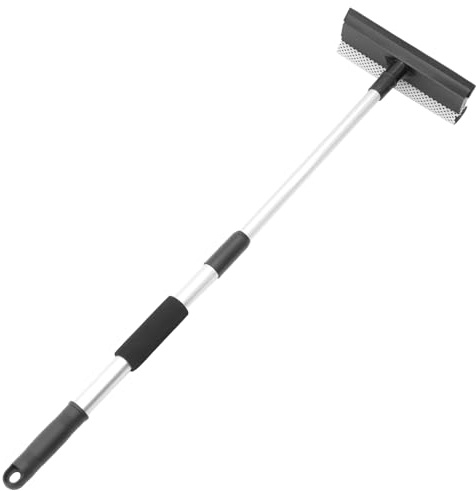 HEMOTON Limpiador de Ventanas Multifuncional con Mango Telescópico Doble Cara para Coche y Hogar Herramienta Limpieza de Parabrisas Espejos y Puertas de Ducha