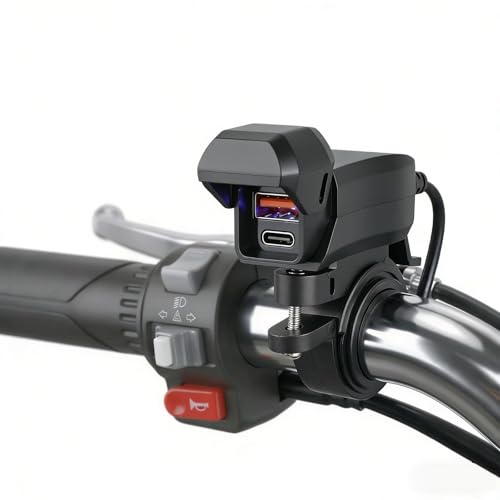 54W 2 Anslutningar Motorcykel USB Laddare 36W PD3.0 & 18W QC Snabbladdning | IP65 Vattentät Kompakt Mini Design 1,40m Kabel USB Uttag för 12-24V DC Motorcykel Skoter Fyrhjuling El-motocross Tillbehör