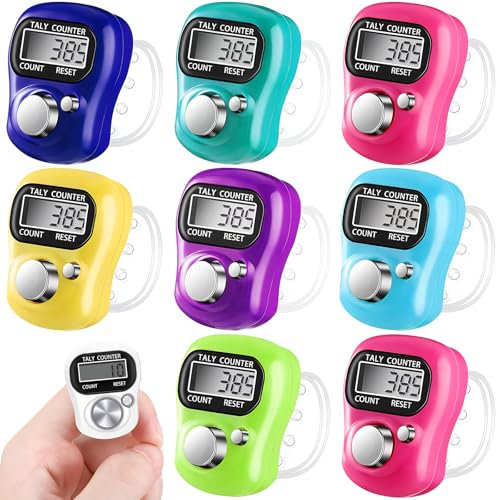 9 Stück Fingerzähler Elektronischer Zähler Rundenzähler Nützliches Elektronisches Reihenzähler Fingerring Digit Marker LCD Zähler(Rot/Lila/Weiß/Rosa/Hellgrün/Blau /Marineblau/Himmelblau/Orange)