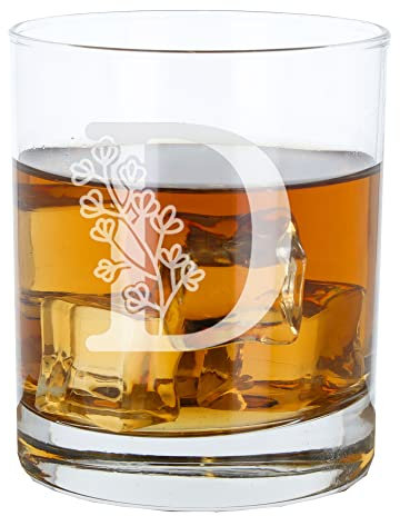 D Personalised Monogram Initial Etched Whisky Glass Engraved Name Tumbler Glass Birthday Gift for Her or Him Custom Name Gift for Her or Him Personalised Initial Engraved Whisky Whiskey Glass Tumbler