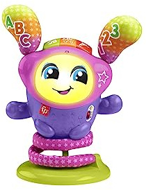 Fisher-Price DJ El Robot Bailarín Rebote | Pequeño Robot Despertador 4 en 1 en Muelle | Juguete Bebé 9 Meses a 36 Meses | Juego Musical Bebé de 1 año Multicolor con Luces y Sonidos, Versión: Polaco,