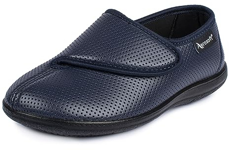 Aerosoft Zapatillas con Cierres Ajustables para Mujer, elásticas, 15 Anchos, Plantilla Intercambiable G-H, Antideslizantes, Azul, 40 EU
