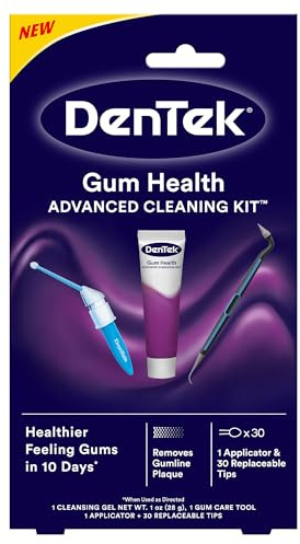 Dentek Gum Health Advanced Cleaning Kit, Oral Care Hygiene Kit with Gum Stimulator Tool & Cleanser and Plaque Scraper for Teeth, Dental Tools for Clean & Healthy Gums