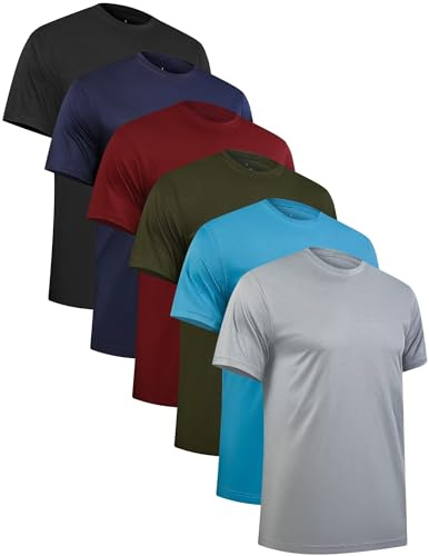 Rolimaka 6 Pack T Shirts for Men Quick Dry Short Sleeve Sport Shirts Moisture Wicking Active Athletic Gym Running Tops Mens Work Shirts SetA M