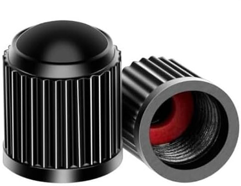 Lot De 8 Bouchons pour Valve avec Joint D'Etanchéité - Plastique Noir - Etanche - Voiture, Camion, Vélo, Moto ... Standard - Universel - Roue et Pneu - Anti Poussières - Capuchon