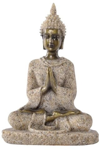 Outbit Estatua de Buda, mini estatua de Buda de piedra arenisca, estatua de Metriya, estatua de Buda sentada dorada, estatua de Buda sentada, Figura Adornos para Decoración del hogar, Jardín, Exterior