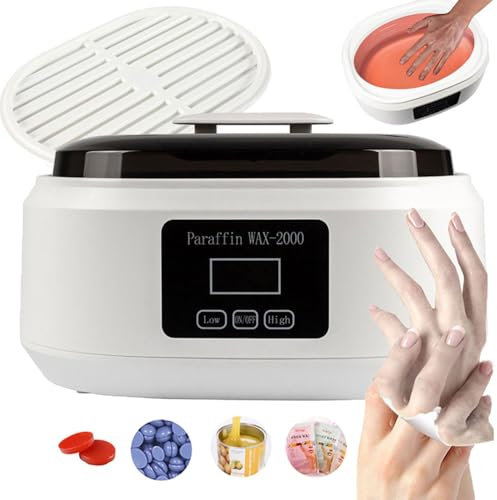 Bagno di paraffina da 200 W per mani e piedi, scaldacera da 3500 ml con display della temperatura, kit per la cura dei piedi di paraffina con cera per piedi, bagno di paraffina pelle liscia white