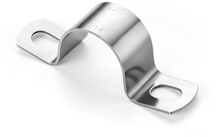 Rörremklämma, 12 st M25 kraftiga ledningsklämmor 304 rostfria stålfästen sadelklämma U-fäste två hål rörrem, rörmonteringsfästen för slangrör (25 mm)