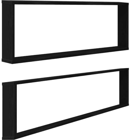 vidaXL Vägghyllor Cube 2 st svart ek 100x15x30 cm konstruerat trä, väggförvaring, kubhylla, bokhylla, förvaringshylla, kubhyllor, bokhyllor