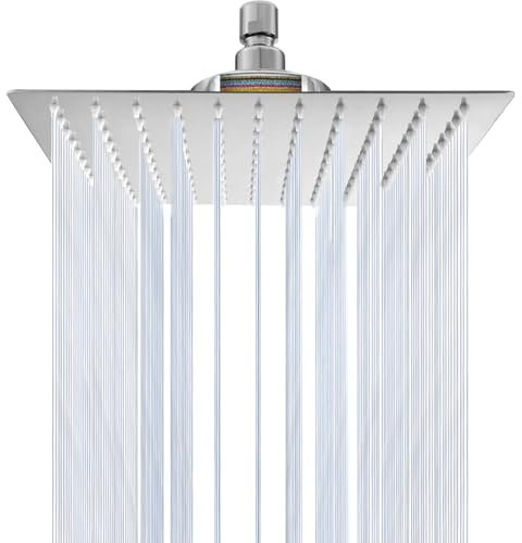 Filtered Shower Head, 10 Luxury High Pressure Large Rain Shower Head with Filter for Hard Water, Square Fixed Rainfall Showerhead, Bathroom Overhead Waterfall Shower Heads, Remove Residual Chlorine
