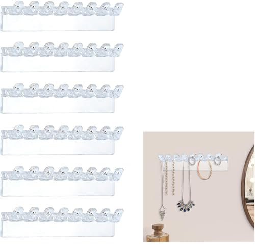 Suuwwn Wall Mounted Necklace Holder 6 Pack Necklace Storage for Women Jewellery Display for Necklace Hanging, Jewelry Hook for Girls, Gift for Girls Women