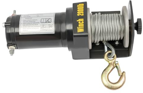 WEIGR Molinete eléctrico para barcos, cabrestante eléctrico de 12 V, caja de cambios robusta de acero, para remolques, quad, coches, remolques, barcos, yates y cabrestantes