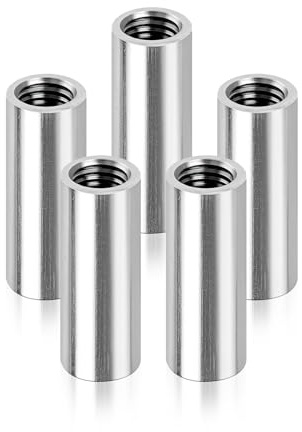 M6×30mm Runde Gewindemuffen, 5 Stück 304 Edelstahl Rundmuffen Verbindungsmuttern, V2A Innengewinde Distanzmuffen Kupplungsmutter.