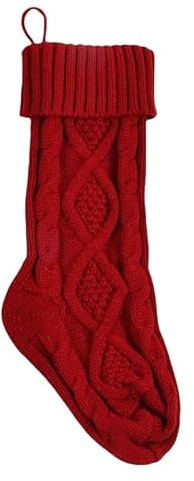 Christmas Stocking, 46cm large Knit for Kids, decorations in Christmas Fireplace and tree, Xmas Hanging Stockings (Red)