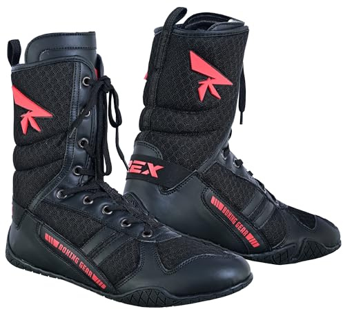 Boxing Shoes Men's Youth Boxing Boots, Lightweight High Top Kick Boxing Shoes Fighting Sports Master Training Mesh Shoes (Black, UK Footwear Size System, Adult, Men, Numeric, Medium, 10)