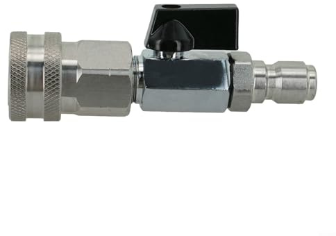Yuanpgky Kit de válvula de bola de acero inoxidable para lavadora a presión para conexión rápida de 3/8 pulgadas y 1/4 pulgadas, a prueba de fugas, para un fácil control de flujo de encendido/apagado