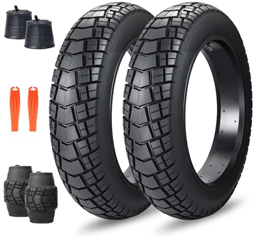 WEEROCK Fat Bike - Neumático para bicicleta eléctrica de 16/20/26 x 4 pulgadas, resistente al desgaste, neumático plegable de repuesto para todo terreno con cámaras interiores (negro/2 neumáticos + 2