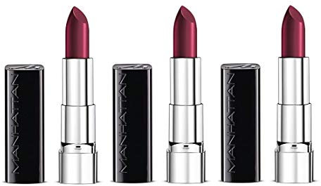 Manhattan Moisture Renew Lipstick, cremiger Lippenstift, feuchtigkeitsspendend, intensiv, langanhaltend (3er Pack) (940 Glam Plum)