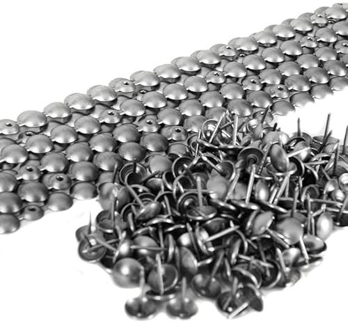 10 bandes de clous tapissier + 180 clous - Lentille Fer - Aluminium brossé - Ø11mm - Clous tapissier en bande