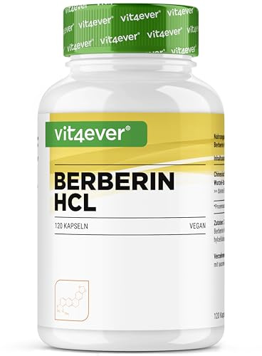 vit4ever Berberin HCL Extrakt - 120 Kapseln mit 500 mg - Natürliches Berberine - Extra hochdosiert - Pflanzlich, vegan & ohne unnötige Zusätze