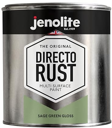 JENOLITE Directorust Sage Green Gloss - Multi Surface Paint - For Use On Wood, Metal, Plastic, Ceramic & Rusted Surfaces - 1 Litre (RAL 7494C)