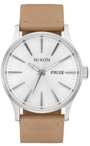 Nixon Unisex Analog Japanisches Quarzwerk Uhr mit Leder Armband A105-5095-00